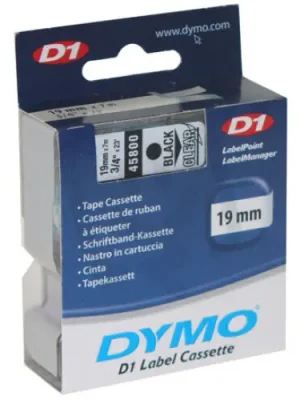 Novinka S0720820 45800 DYMO páska D1 plastová 19mm,černý tisk/průhledný podklad,návin 7m