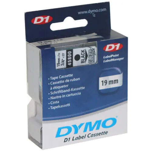 Novinka S0720820 45800 DYMO páska D1 plastová 19mm,černý tisk/průhledný podklad,návin 7m