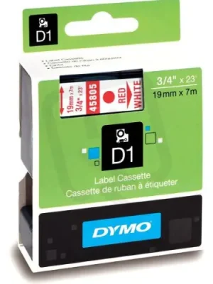 S0720850 45805 DYMO páska D1 plastová 19mm,červený tisk/bílý podklad,návin 7m Tovární Cena