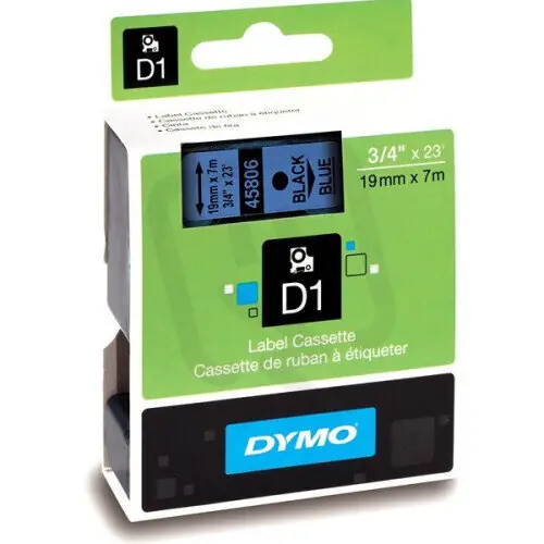 45806 DYMO páska D1 plastová 19mm černý tisk/modrý podklad návin 7m S0720860 Finální Výprodej