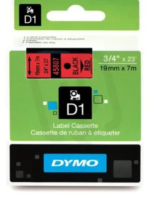 S0720870 45807 DYMO páska D1 plastová 19mm,černý tisk/červený podklad,návin 7m Víkendová Akce