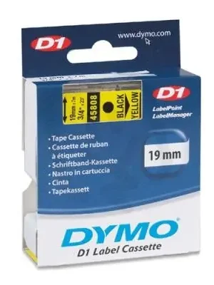 Cenově Výhodný 45808 DYMO páska D1 plastová 19mm černý tisk/žlutý podklad návin 7m S0720880