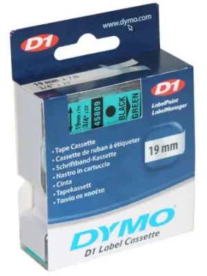 S0720890 45809 DYMO páska D1 plastová 19mm,černý tisk/zelený podklad,návin 7m Koupit Online