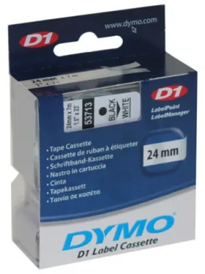 53713 DYMO páska D1 plastová 24mm, černý tisk / bílý podklad, návin 7m S0720930 Vysoce Kvalitní