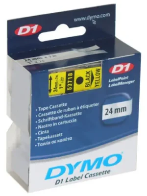 53718 DYMO páska D1 plastová 24mm černý tisk/žlutý podklad návin 7m S0720980 Levný