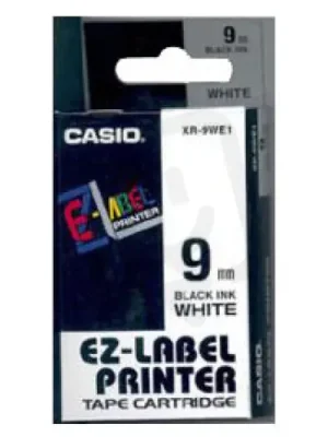Páska CASIO originální plastová samolepicí šíře 9mm,černá na bílém,návin 8m Super Cena