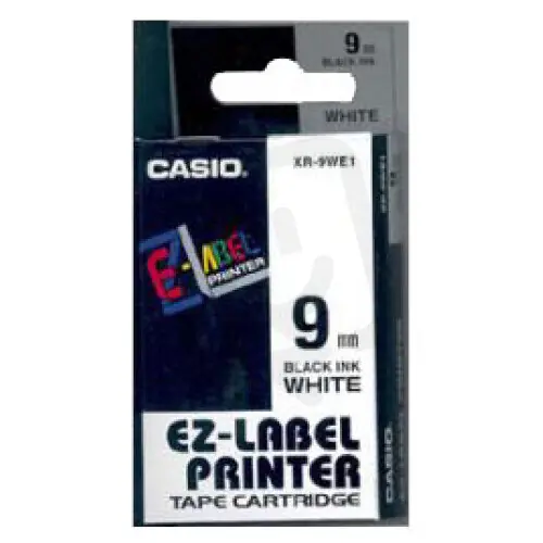 Páska CASIO originální plastová samolepicí šíře 9mm,černá na bílém,návin 8m Super Cena