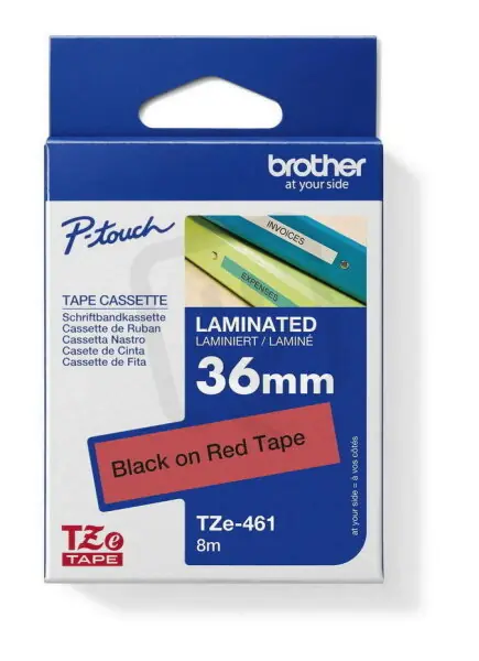 Páska BROTHER TZe-461, červená/černá (36mm, laminované) Poslední Šance