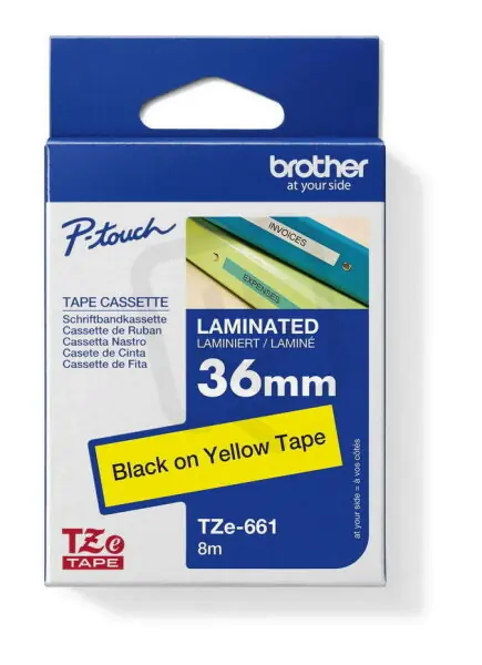 Bezpečná Platba Páska BROTHER TZe-661, žlutá/černá - (36mm, laminované)