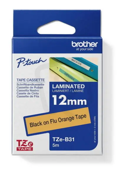 Koupit Online Páska BROTHER TZe-B31, signální oranžová/černá - 1ks