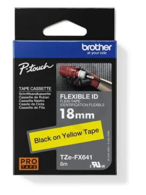 Nejlepší Cena Páska BROTHER TZe-FX641, žlutá/černá, 18 mm, s flexibilní páskou