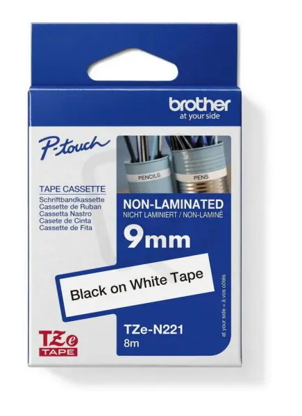 Páska BROTHER TZe-N221, bílá/černá (9mm nelaminované) Akční Nabídka