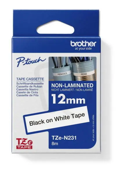 Originální Páska BROTHER TZe-N231, bílá/černá (12mm nelaminované)