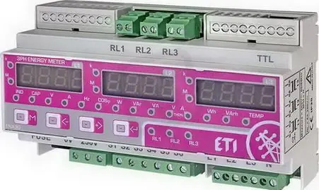 3F síťový analyzátor ENA3D, kontakty 3xNO, 230V AC, montáž na DIN ETI 004656579 Levný