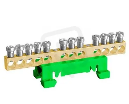 Značkový Rozbočovací můstek NOARK TBG nekrytý, plastová západka, zeleno-žlutý, 12x10mm2