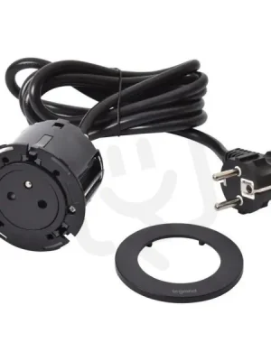 DISQ 60 ZAPUŠTĚNÁ ZÁSUVKA 2P+T ČERNÁ 2M KABEL S VIDLICÍ 2P+T LEGRAND 654721 Originální