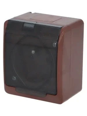 Cenová Bomba Zásuvka GALATEA IP44 2P+PE (hnědá/ průhledné víčko) FAMATEL 5321-05