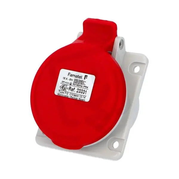 Značkový Vestavná zásuvka IP44/400V/16A/5P 6h, šikmá 10° - SpeedPRO FAMATEL 23331