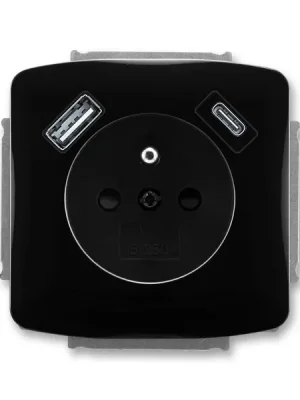 Top Prodej Zásuvka ABB TANGO s kolíkem, s clonkami, USB-A/C černá 5569A-A32357 N