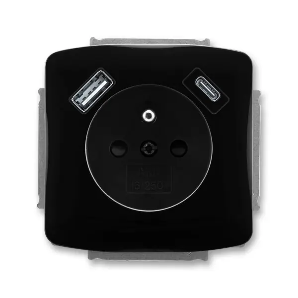 Top Prodej Zásuvka ABB TANGO s kolíkem, s clonkami, USB-A/C černá 5569A-A32357 N