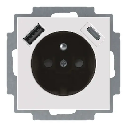 Cenová Bomba Zásuvka ABB LEVIT s clonkami, USB-A/C bílá/kouřová černá 5569H-A32357 62