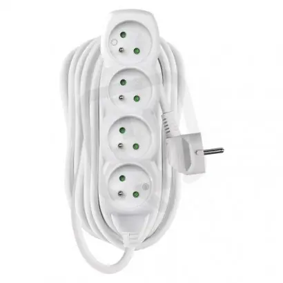 Vysoce Kvalitní Prodlužovací kabel 10 m 5 zásuvek bílý PVC 1,5mm2 EMOS P0510R