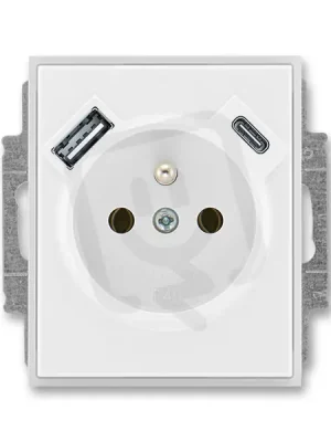 Zásuvka ABB ELEM/TIME s clonkami, USB-A/C bílá/ledová bílá 5569E-A32357 01 Nejlepší Volba