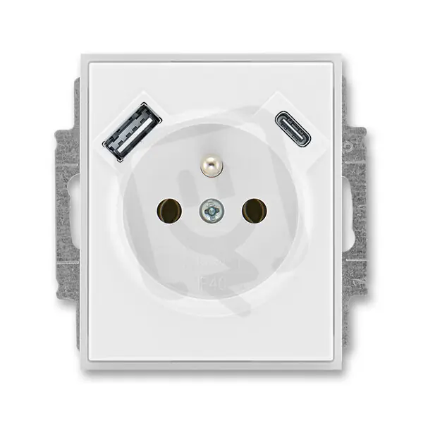 Zásuvka ABB ELEM/TIME s clonkami, USB-A/C bílá/ledová bílá 5569E-A32357 01 Nejlepší Volba
