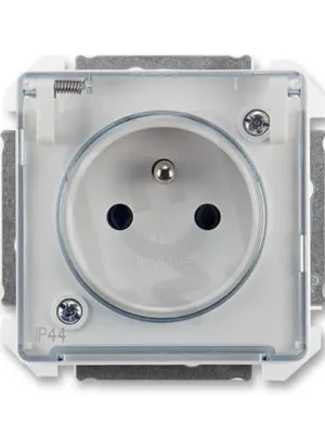 Odeslání Ihned Zásuvka ABB SWING (L) s clonkami, průhledné víčko IP44 bílá 5518G-A02989 B1