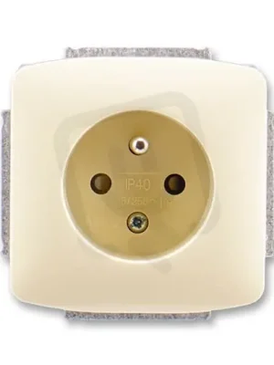 Zásuvka ABB TANGO s ochranným kolíkem s clonkami slonová kost 5518A-A2359 C Vysoce Kvalitní