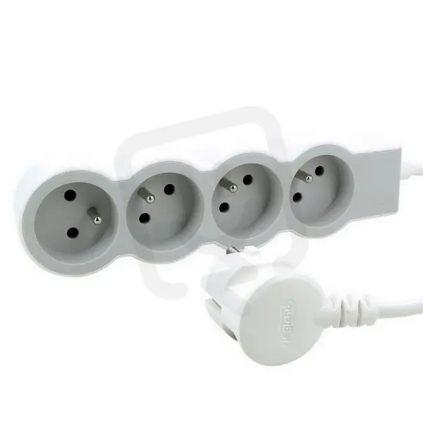 Akční Nabídka PRODLUŽOVACÍ PŘÍVOD ZÁSUVKA 4X2P+T, KABEL 1,5 M, BÍLÁ/SVĚTLE ŠEDÁ LEGRAND 049476