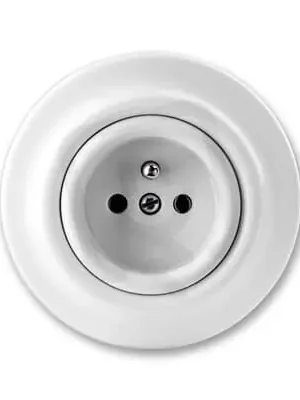 Jen Po Omezenou Doba Zásuvka ABB DECENTO s ochranným kolíkem, bílá/bílá (porcelán) 6619K-C06357