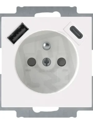 Zásuvka ABB LEVIT s kolíkem a clonkami, USB-A/C bílá/ledová bílá 5569H-A32357 01 Cenově Výhodný