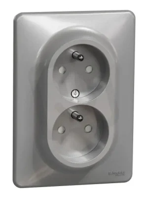 Vrácení Zdarma Sedna D/E Zásuvka dvojnásobná 230V 16A, Aluminium SCHNEIDER SDD313211C