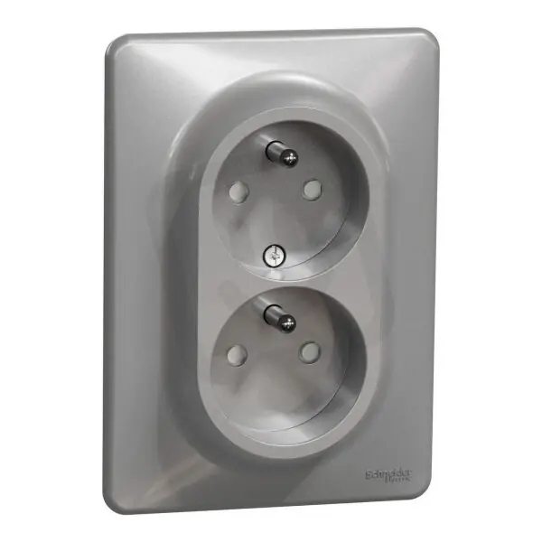 Vrácení Zdarma Sedna D/E Zásuvka dvojnásobná 230V 16A, Aluminium SCHNEIDER SDD313211C