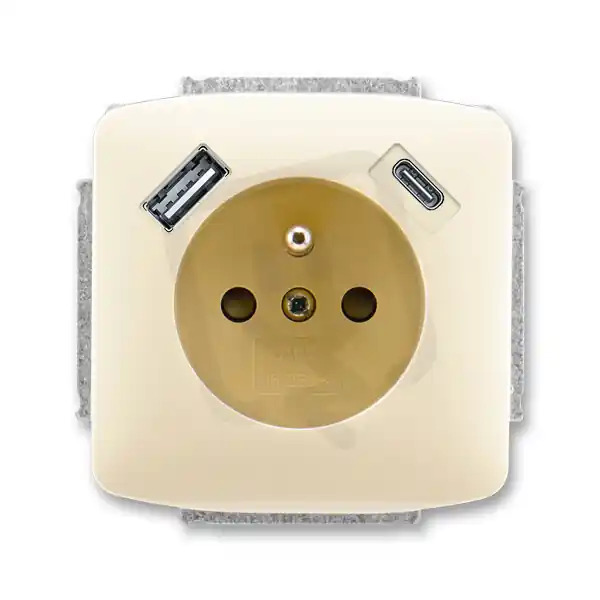 Zásuvka ABB TANGO s kolíkem, s clonkami, USB-A/C slonová kost 5569A-A32357 C Odeslání Ihned