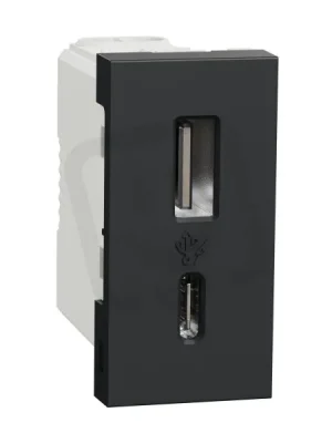 Výprodej NOVÁ UNICA Dvojitý nabíjecí USB konektor A+C 2.4A, 1M, Antracit