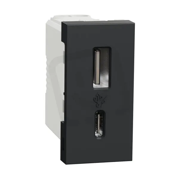 Výprodej NOVÁ UNICA Dvojitý nabíjecí USB konektor A+C 2.4A, 1M, Antracit