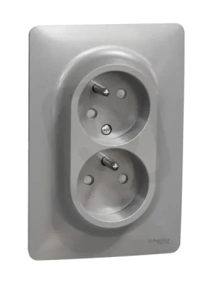 Dvojzásuvka NOVÁ UNICA pootočená 16A 230V, Aluminium SCHNEIDER NU206530 Originální