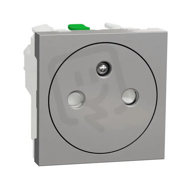Zásuvka NOVÁ UNICA skrytá 250V/16A 2P+E, clonky, bezšroubová, Aluminium Horká Nabídka