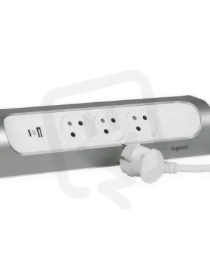 ZÁSUVKOVÝ BLOK ROHOVÝ 3X2P+T/USB A+C, KABEL 1 M, BÍLÁ/HLINÍK LEGRAND 049406 Výhodná Nabídka