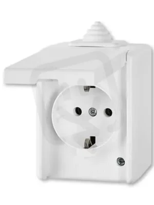 Zásuvka ABB PRAKTIK IP44 SCHUKO s víčkem bílá 5518-3929 B Přímo Od Výrobce