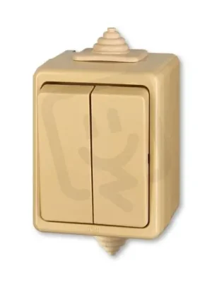 Časově Omezené Přepínač ABB PRAKTIK dvojitý, řazení 6+6, IP44, béžová 3553-52929 D