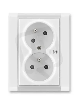 Top Prodej Dvojzásuvka ABB TIME s přep. ochr., akustic. sig, bílá/led. bílá 5583F-C02357 01