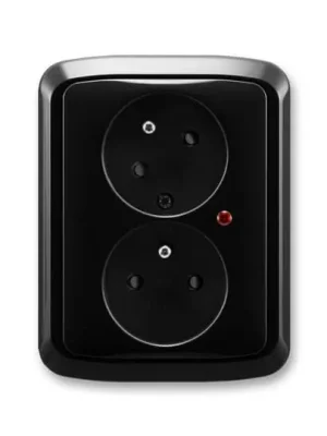 Výprodej Dvojzásuvka ABB TANGO s přep. ochr., s optickou sig., černá 5593A-C02357 N
