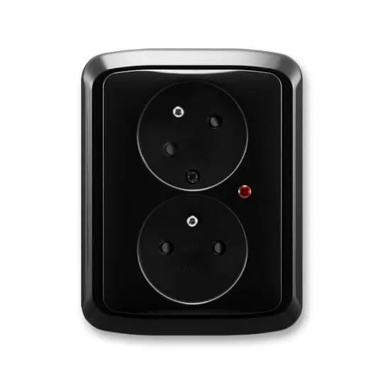 Výprodej Dvojzásuvka ABB TANGO s přep. ochr., s optickou sig., černá 5593A-C02357 N