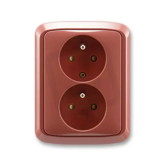 Výprodej Dvojzásuvka ABB TANGO s clonkami vřesová červená 5512A-2359 R2
