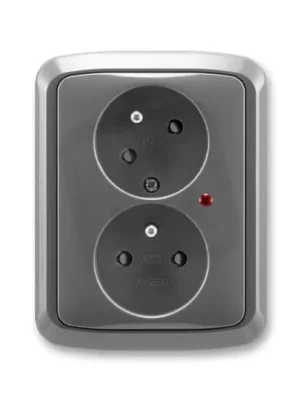 Vysoce Kvalitní Dvojzásuvka ABB TANGO s přep. ochr., optic. sig., kouřová šedá 5593A-C02357 S2