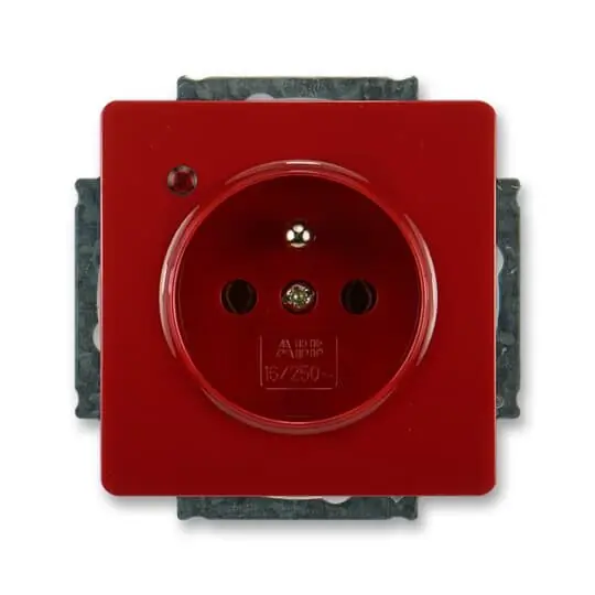 Zásuvka ABB SWING (L) s přep. ochranou karmínová (RAL 3003) 5598G-A02349 R1 Levný