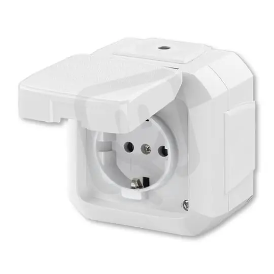 Zásuvka ABB VARIANT IP54 SCHUKO s víčkem bílá 5518N-C03540 B Tovární Cena